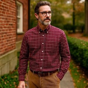 Brooks Brothers Madison Burgundy Plaid Button-Down Shirt L Classic Preppy